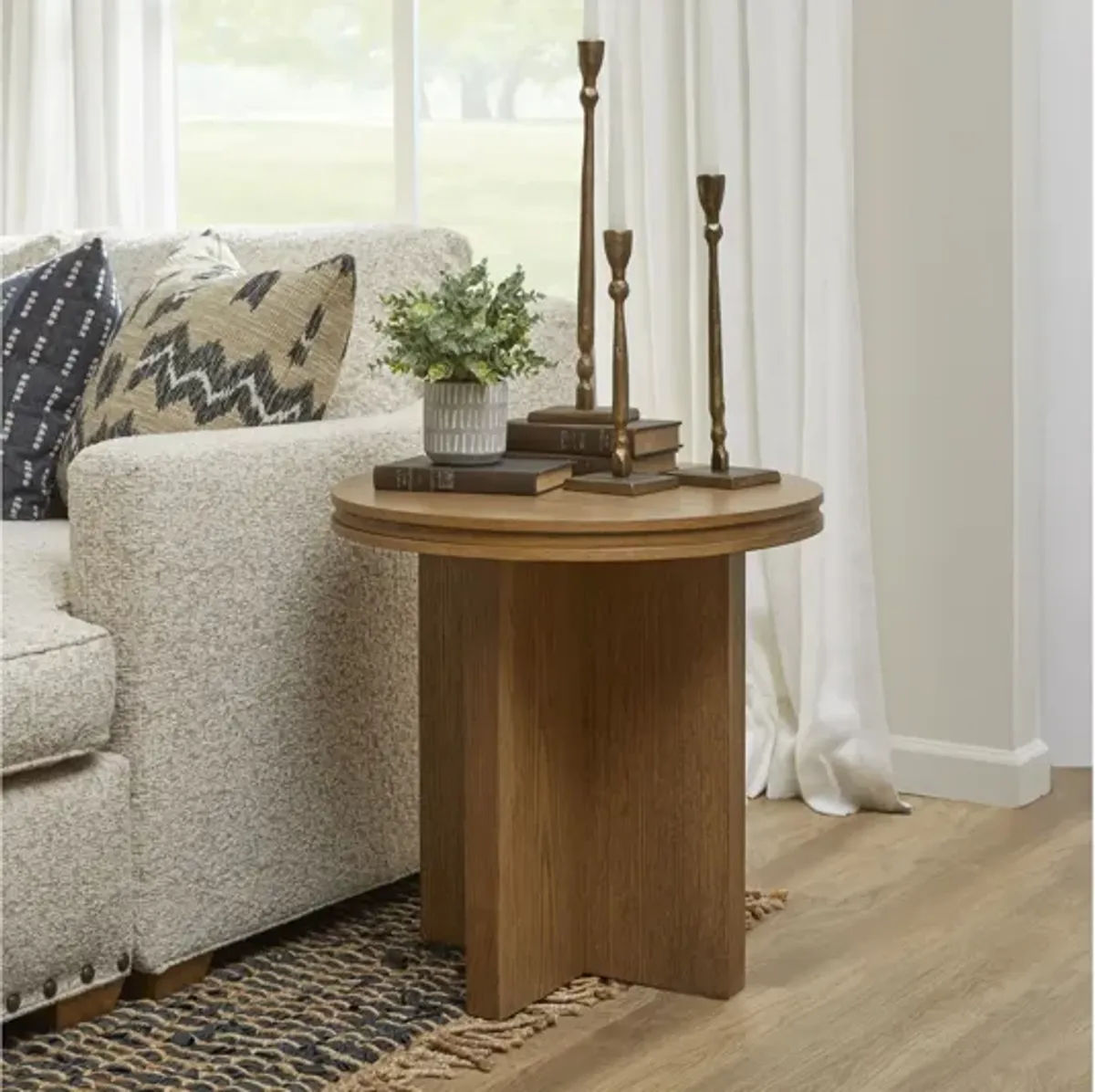 Waterfall Natural Round End Table
