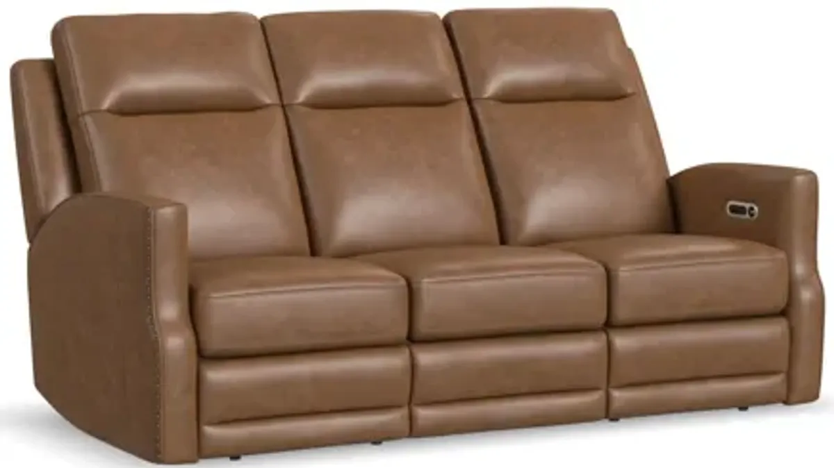 Maxwell Cedar Leather Power Reclining Sofa