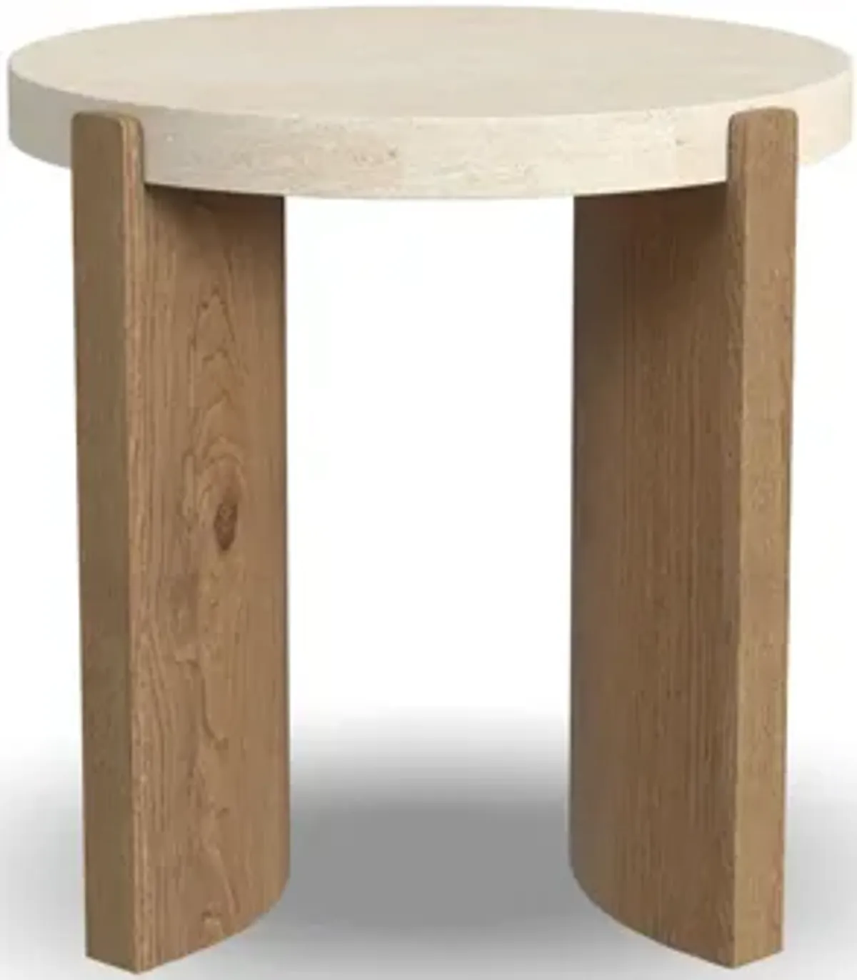 Eclipse Brown Round End Table with Travertine Top