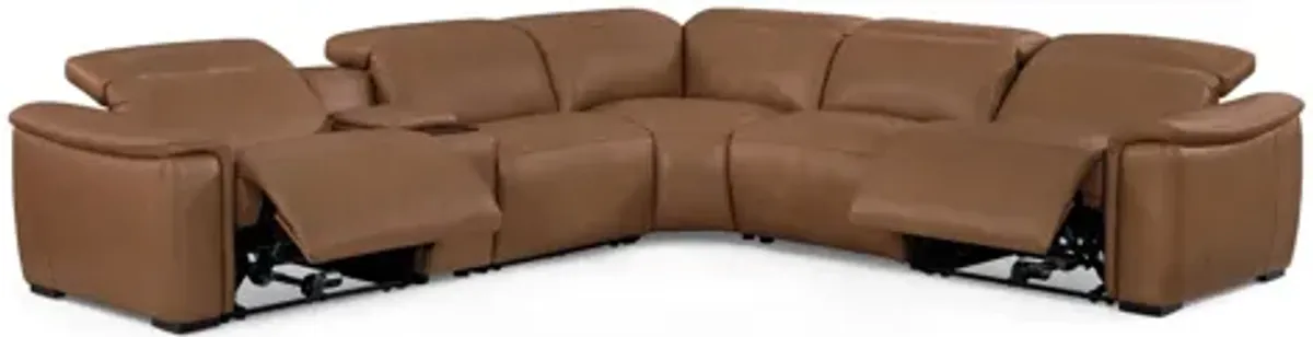 Camden Dusty Taupe 6-Piece Leather Power Reclining Sectional