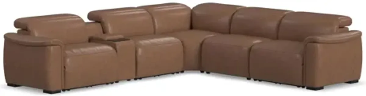 Camden Dusty Taupe 6-Piece Leather Power Reclining Sectional