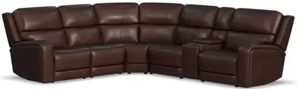 Oasis Truffle 6-Piece Leather Sectional