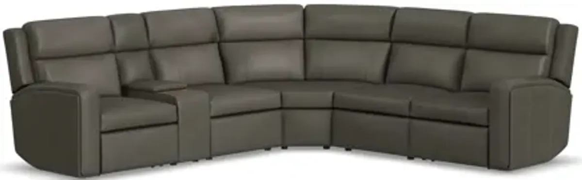 Wyatt Gunmetal 6-Piece Leather Power Reclining Sectional