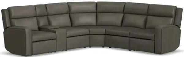 Wyatt Gunmetal 6-Piece Leather Power Reclining Sectional