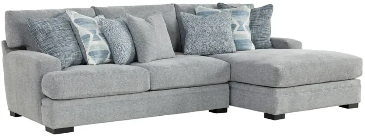Bulova Silver 2-Piece Sectional with Right Arm Facing Chaise
