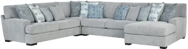 Bulova Silver 4-Piece Sectional with Right Arm Facing Chaise
