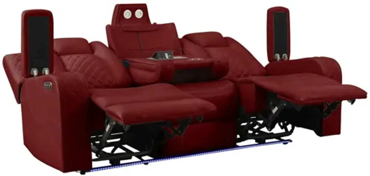 Radiant Power Reclining Sofa - Red