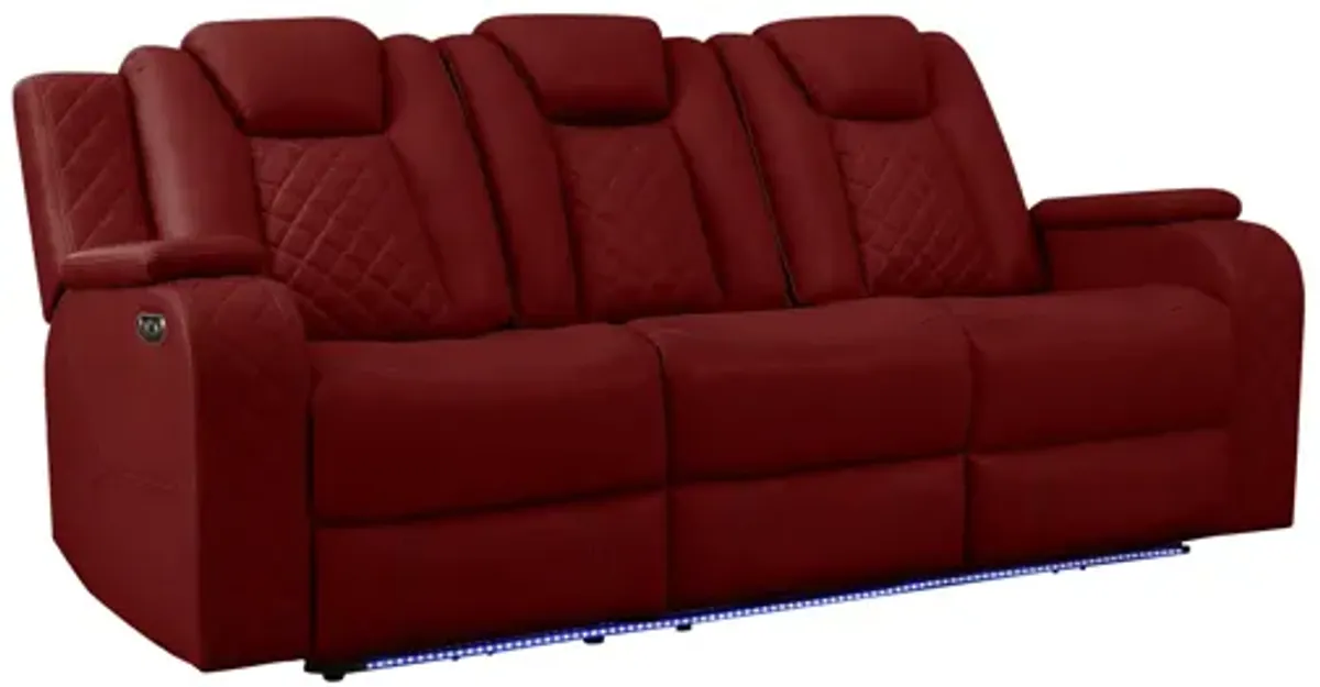Radiant Power Reclining Sofa - Red