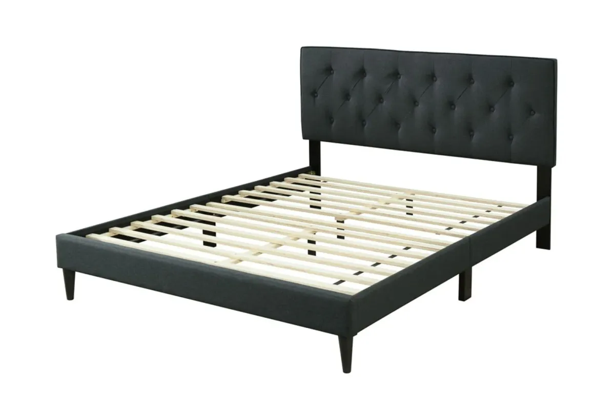 Piper Twin Fabric Tufted Bed in a Box with USB Port