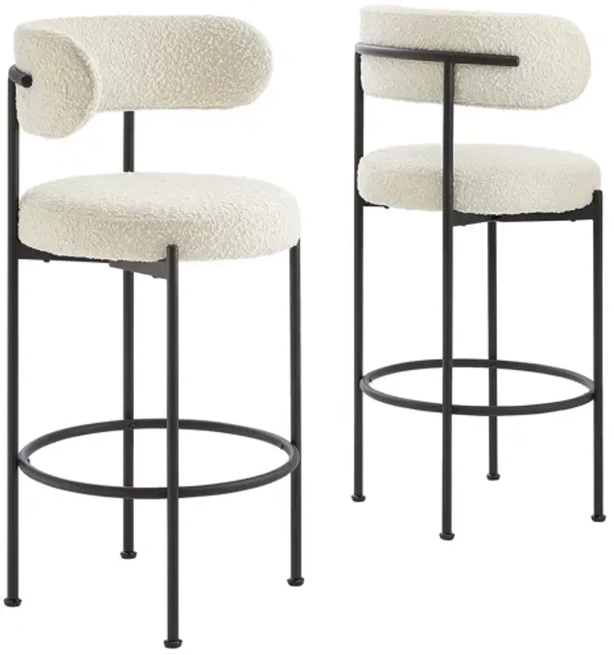 Albie Boucle Fabric Bar Stools Set of 2