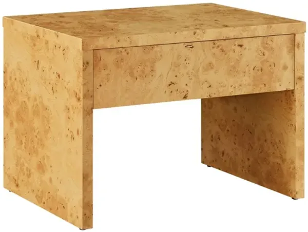 Hudson 1-Drawer Burl Wood Nightstand