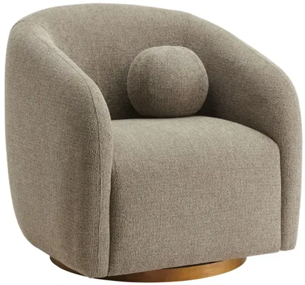 Holland Swivel Chenille Fabric Armchair  - Taupe