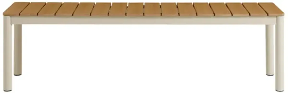 Finn Outdoor Patio Aluminum Bench with Faux Wood Top Set of 2