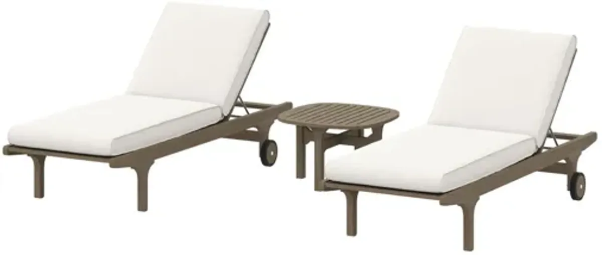 Saratoga Outdoor Patio Teak Wood 3-Piece Chaise Lounge Furniture Set by Modway
