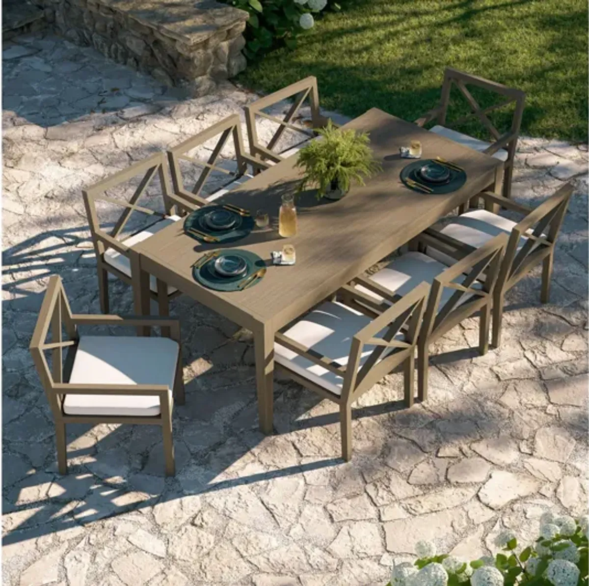 Northlake 9-Piece Outdoor Patio Teak Wood Dining Set by Modway