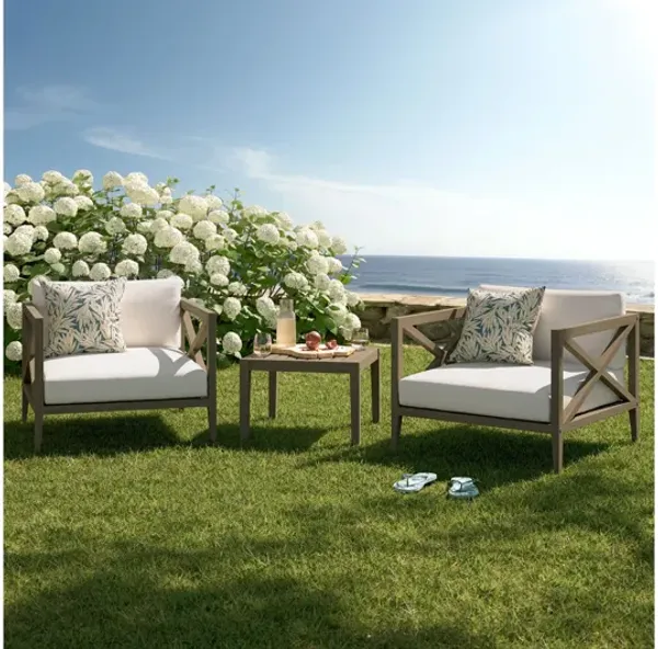 Northlake 3-Piece Outdoor Patio Teak Wood Furniture Set with Armchair and Side Table by Modway