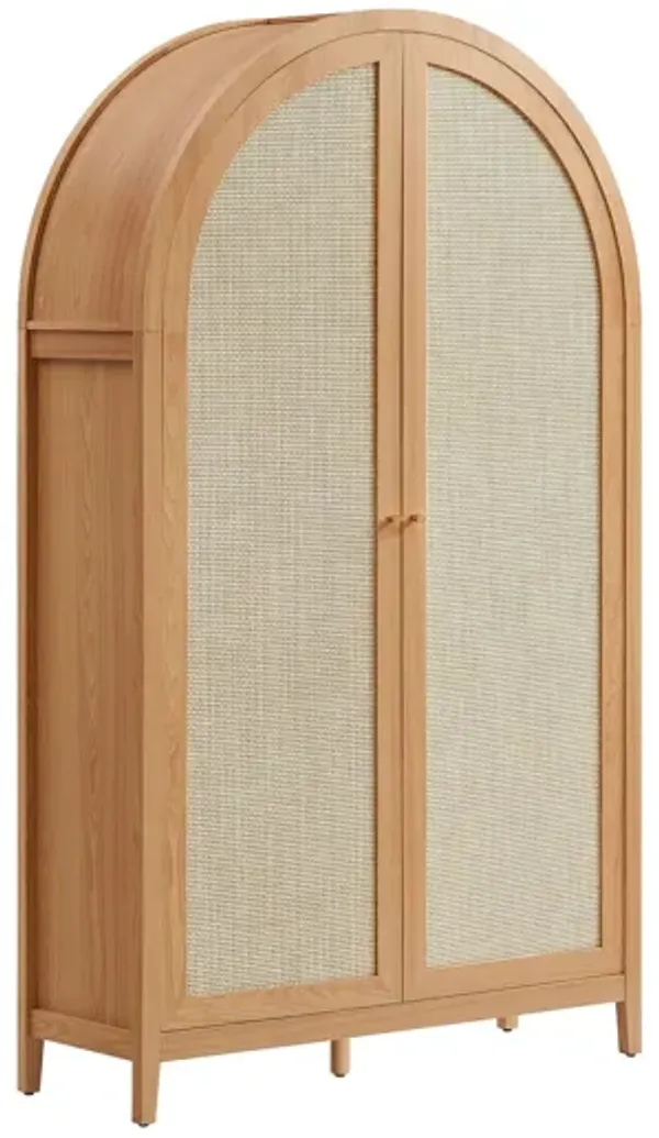 Calista 79" Tall Wide Rattan Arched Storage Cabinet by Modway