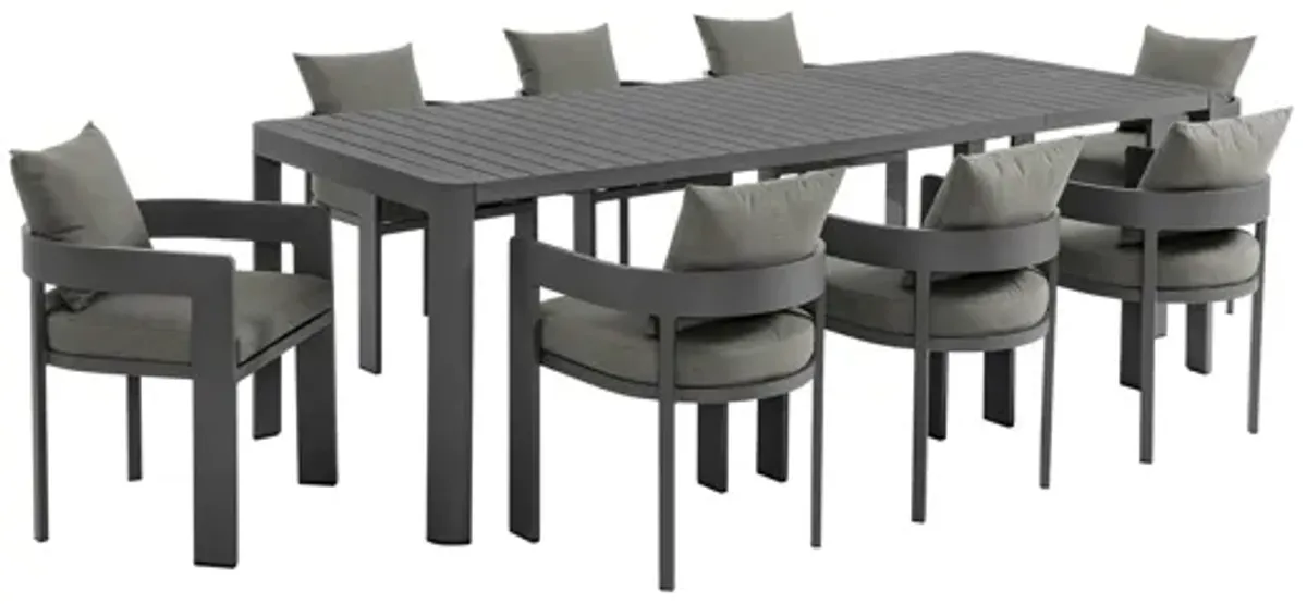 Tahoe 9-Piece Outdoor Patio Aluminum Dining Set With Extendable Table by Modway