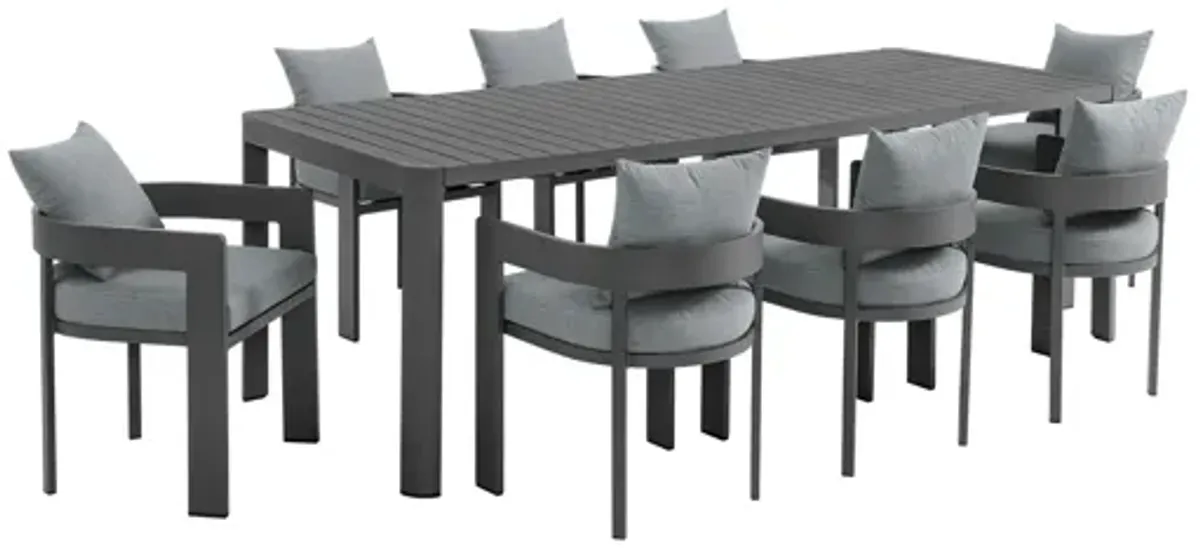 Tahoe 9-Piece Outdoor Patio Aluminum Dining Set With Extendable Table by Modway