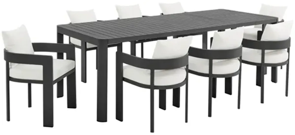 Tahoe 9-Piece Outdoor Patio Aluminum Dining Set With Extendable Table by Modway