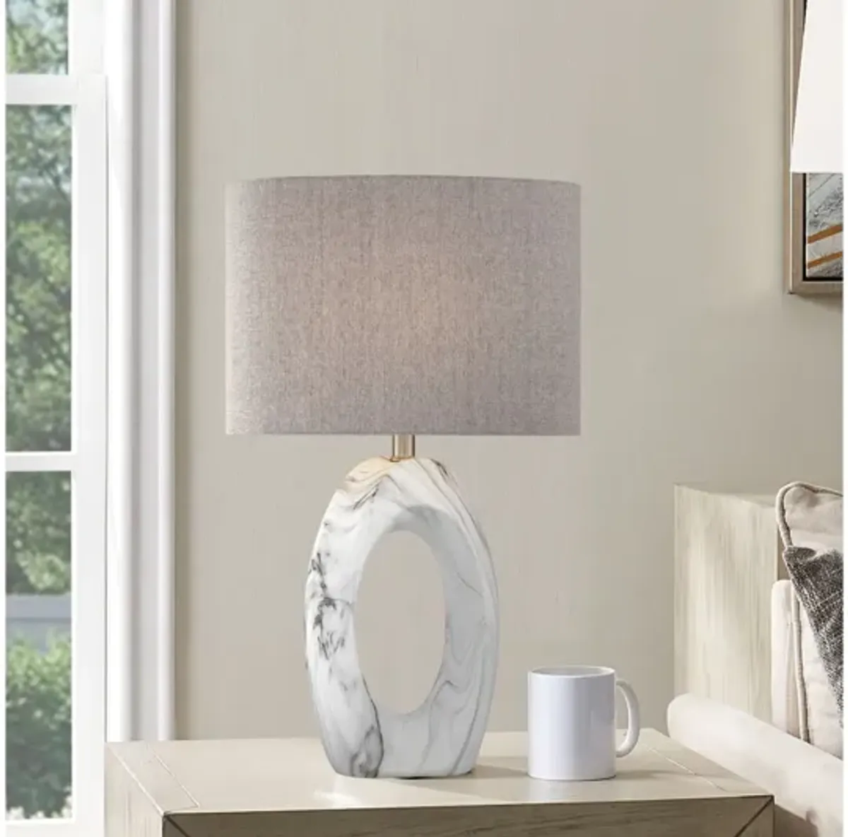 Clover II White Marble Table Lamp