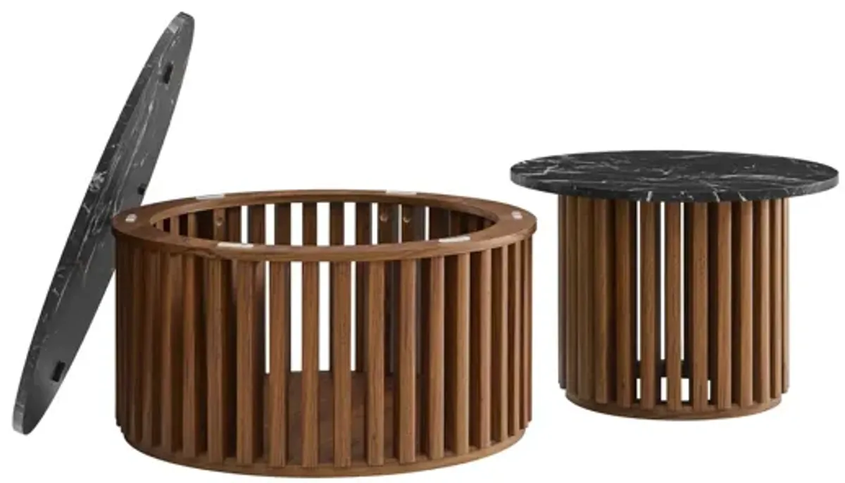 Fortitude Round Faux Marble Top Nesting Coffee Table Set by Modway