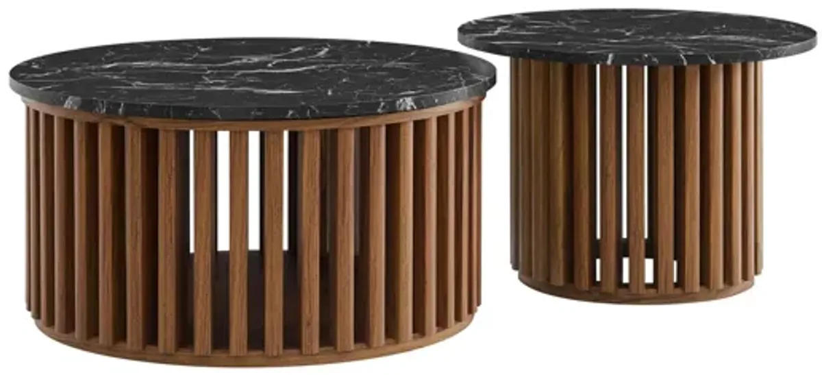 Fortitude Round Faux Marble Top Nesting Coffee Table Set by Modway