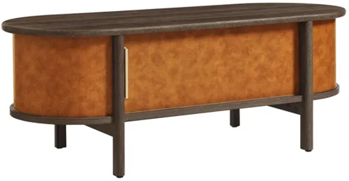 Coralie Curved Vegan Leather Oval Coffee Table by Modway