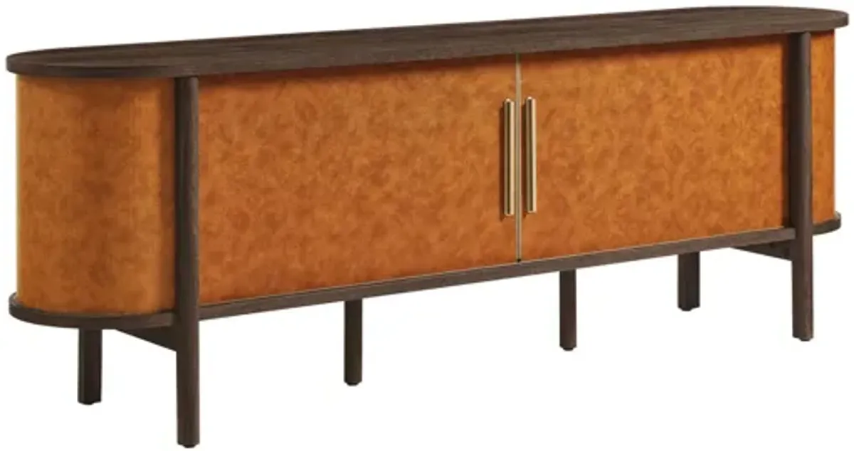 Coralie Curved 71" Vegan Leather Oval TV Stand by Modway