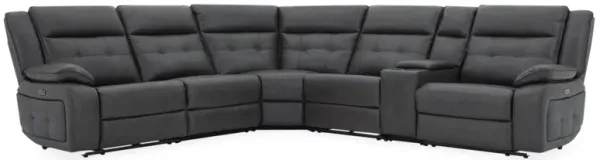 Orion 6-Piece Leather Dual Power Reclining Sectional with 2 Armless Recliners