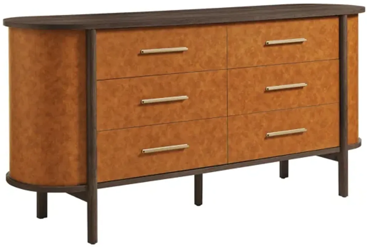 Coralie Curved 6-Drawer Vegan Leather Oval Dresser by Modway
