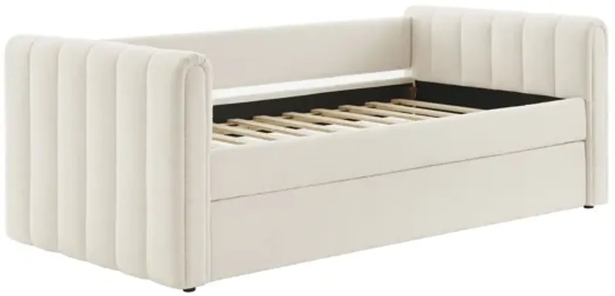 Veyla Channel Tufted Boucle Twin Daybed With Trundle by Modway