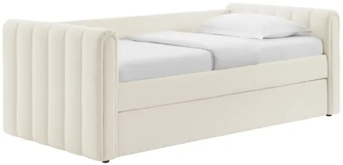 Veyla Channel Tufted Boucle Twin Daybed With Trundle by Modway