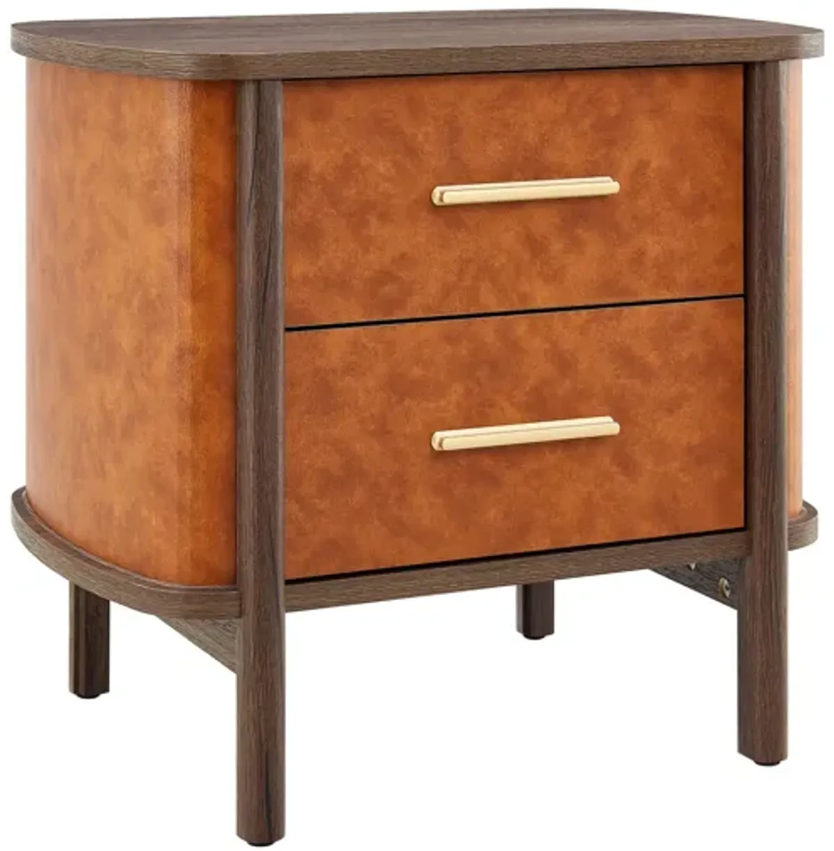 Coralie 2-Drawer Curved Vegan Leather Nightstand by Modway