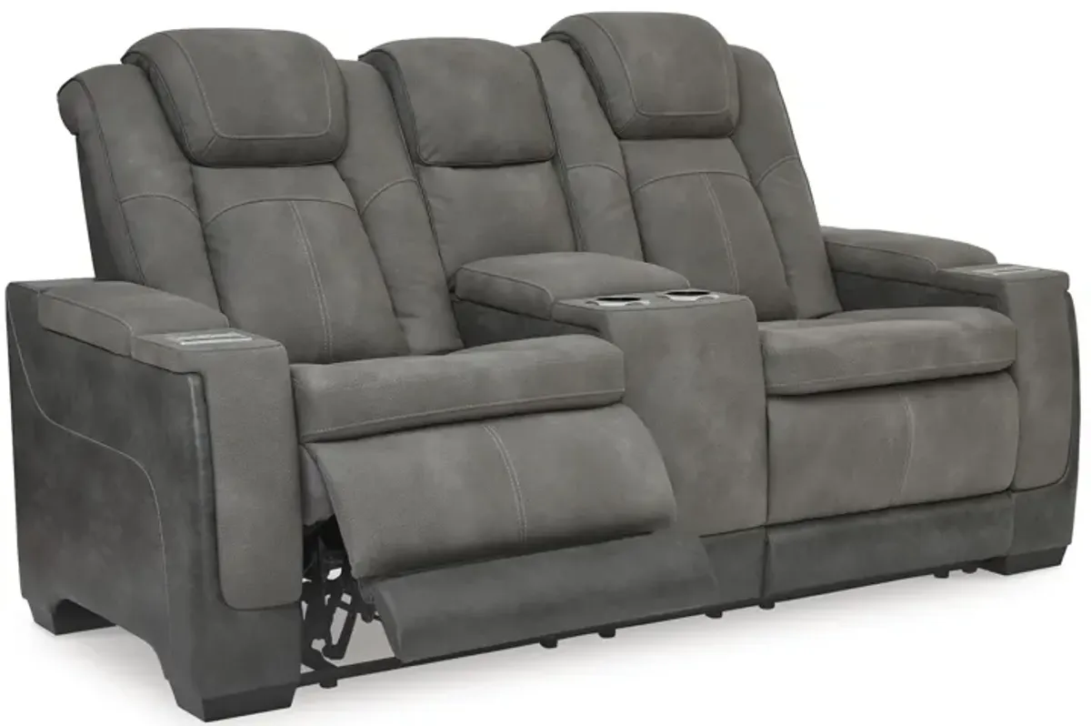 Next-Gen Slate Durapella Power Reclining Loveseat With Console