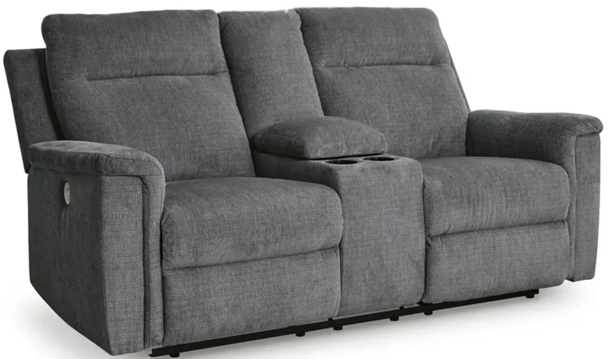 Barnsana Gravel Power Reclining Loveseat With Console