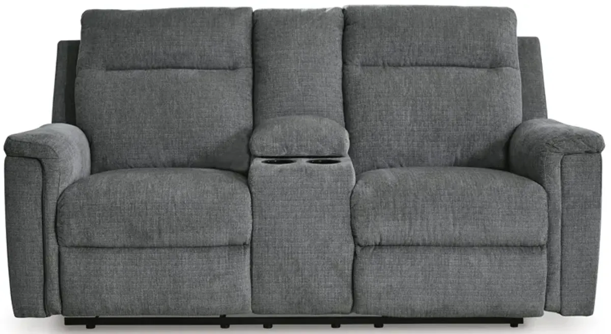 Barnsana Gravel Power Reclining Loveseat With Console
