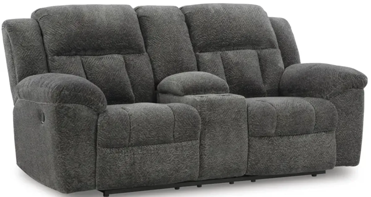 Frohn Graphite Reclining Loveseat With Console