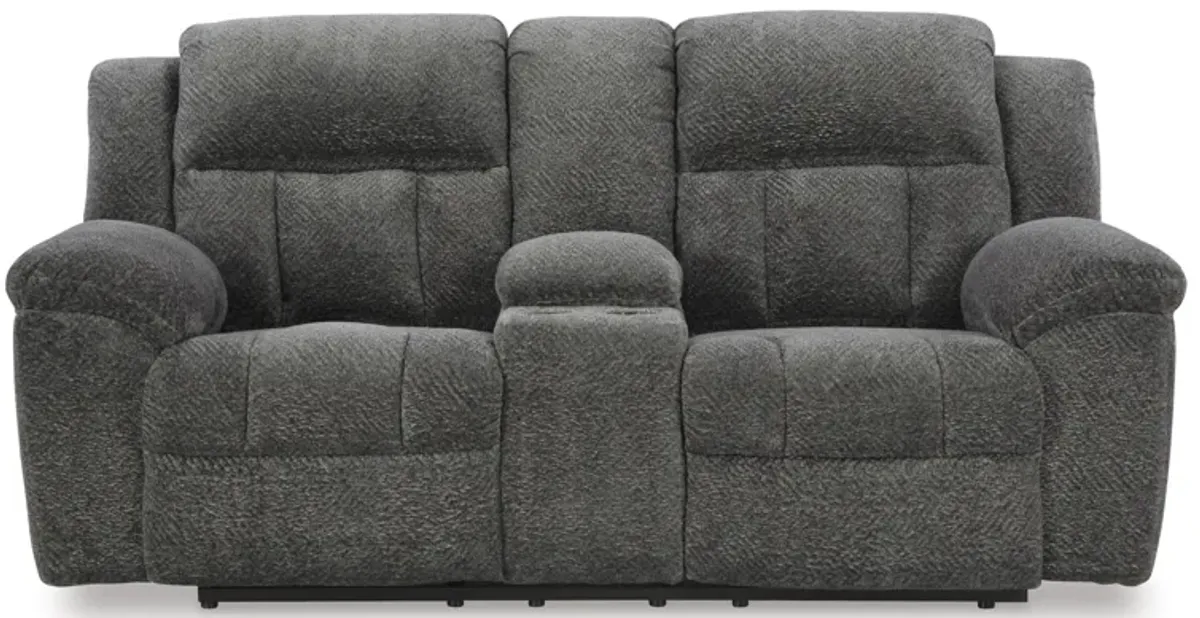 Frohn Graphite Reclining Loveseat With Console