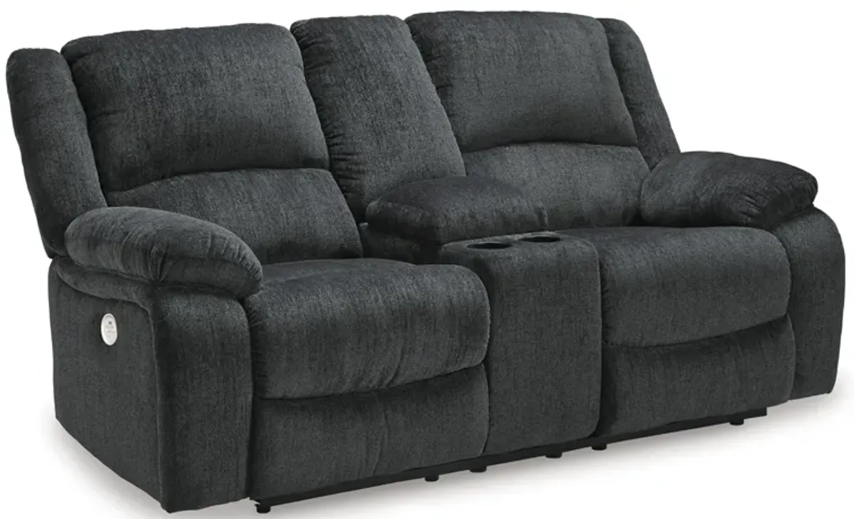Draycoll Slate Power Reclining Loveseat With Console