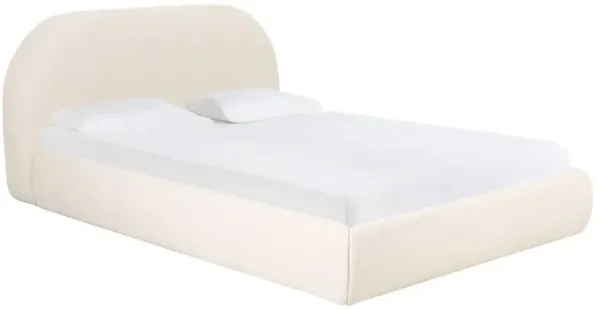 Bara Cream Textured Velvet Bed Queen