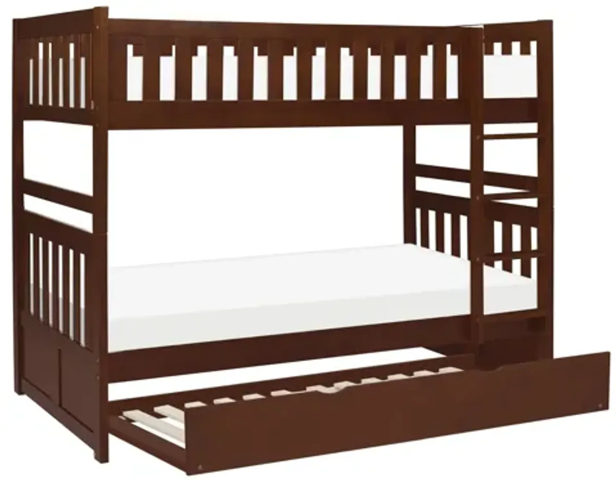 Rowe Dark Cherry Twin/Twin Bunk Bed with Trundle