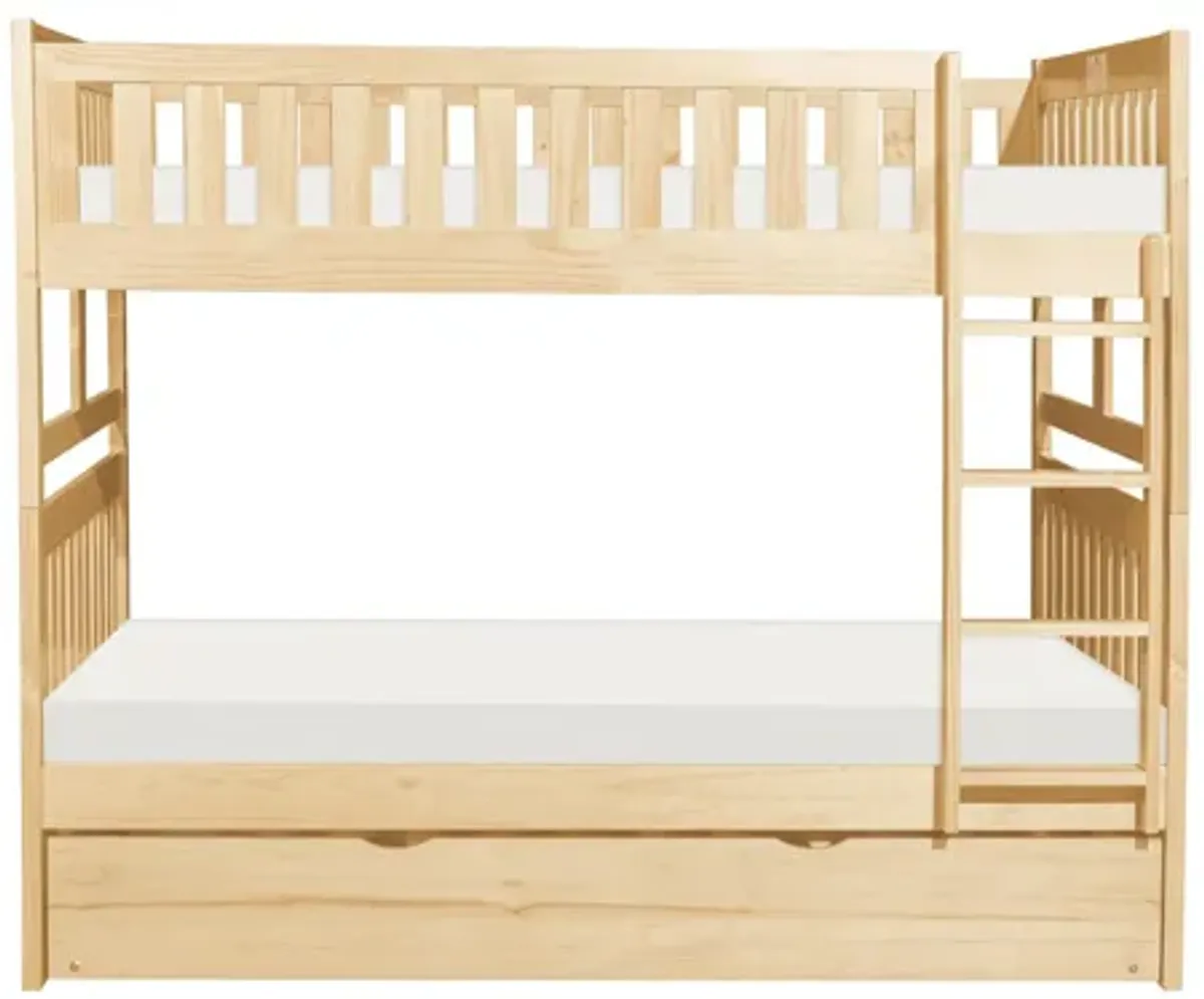Bartly Natural Pine Full/Full Bunk Bed with Twin Trundle and Chest