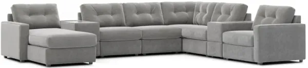 ModularOne Granite 8-Piece Power Reclining Sectional with Two E-Consoles & Left Arm Facing Chaise