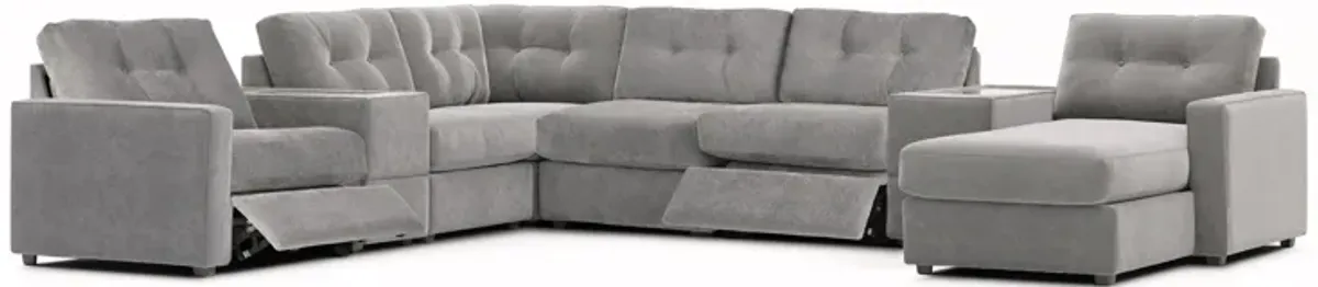 ModularOne Granite 8-Piece Power Reclining Sectional with Two E-Consoles & Right Arm Facing Chaise