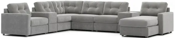 ModularOne Granite 8-Piece Power Reclining Sectional with Two E-Consoles & Right Arm Facing Chaise