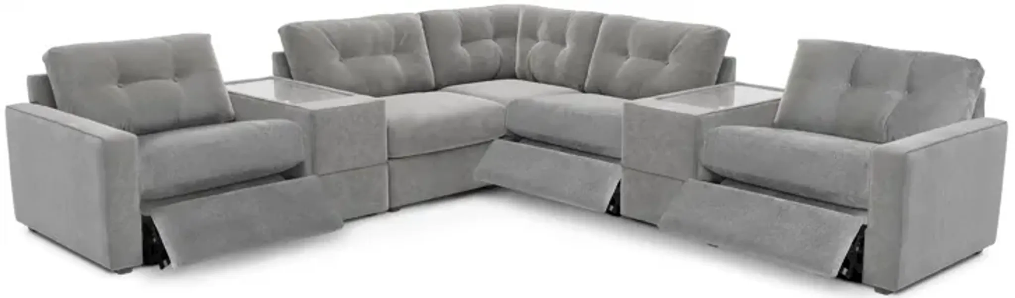 Modularone Granite 7 Piece Power Reclining Sectional With One E Console ...