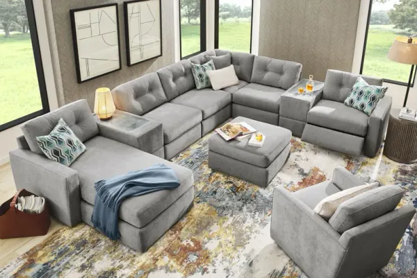 ModularOne Granite 8-Piece Power Reclining Sectional with Left Arm Facing Chaise