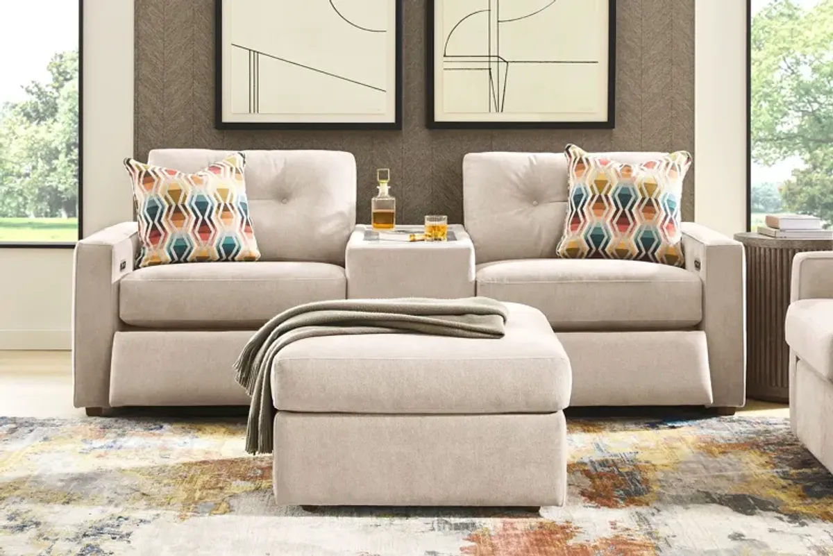 ModularOne Stone Power Reclining Loveseat with E-Console