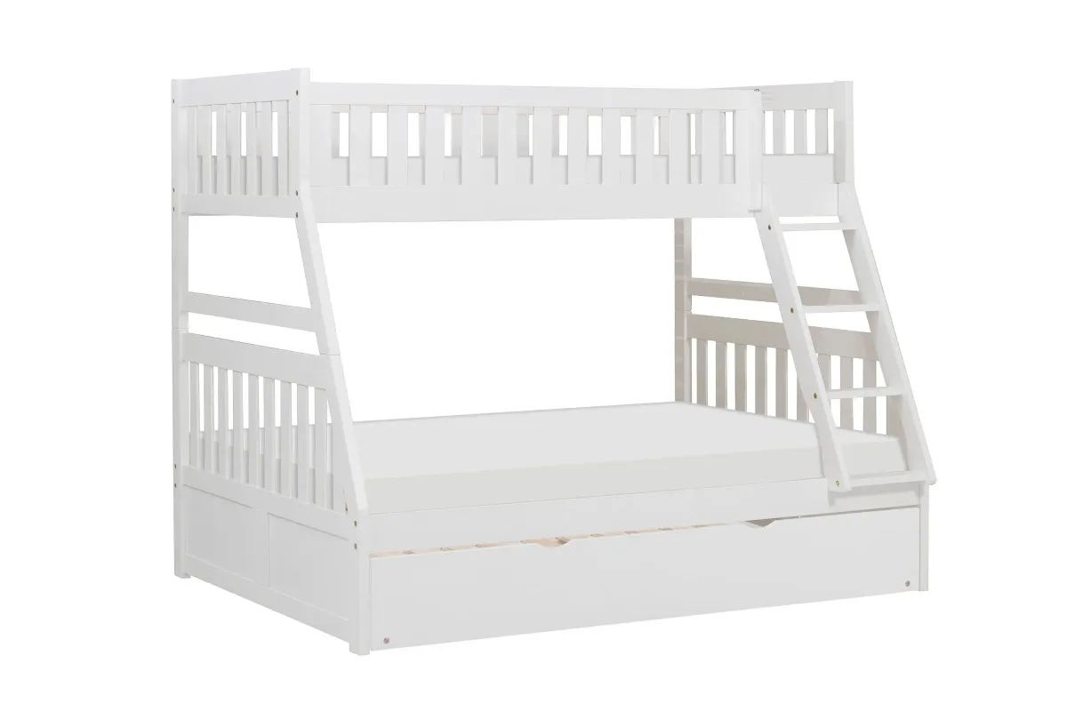 Galen White Twin/Full Bunk Bed with Trundle